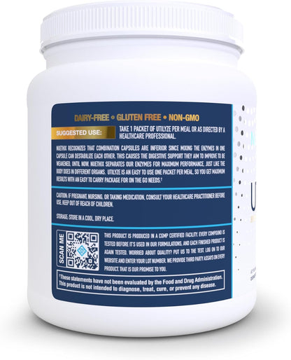 NuEthix Formulations Utilyze Enzymes for Digestive Wellness, Dietary Supplement for Nutrient Absorption, 60 Travel Packets