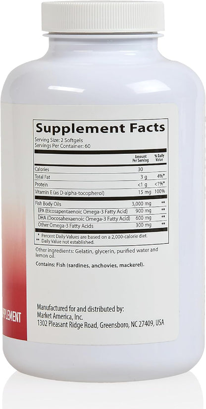 Heart Health Essential Omega III Fish Oil with Vitamin E, 60 Softgels