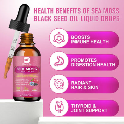 3000mg Sea Moss Liquid Drops - Organic Black Seed Oil & Irish Sea Moss Gel