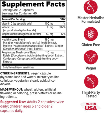 Redd Remedies, Lung Care, Supports Easy Breathing and Respiratory Health, 80 Vegan Capsules