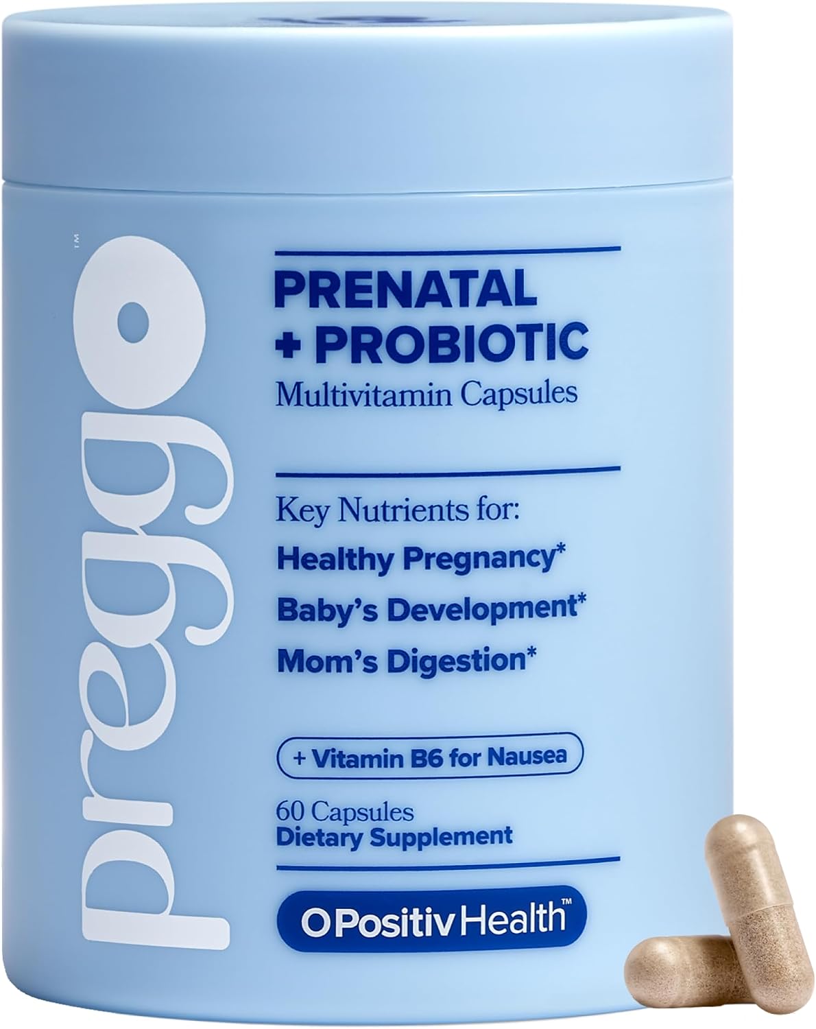 PREGGO Prenatal Vitamin + Probiotic with Folate & Choline – 30-Day Supply