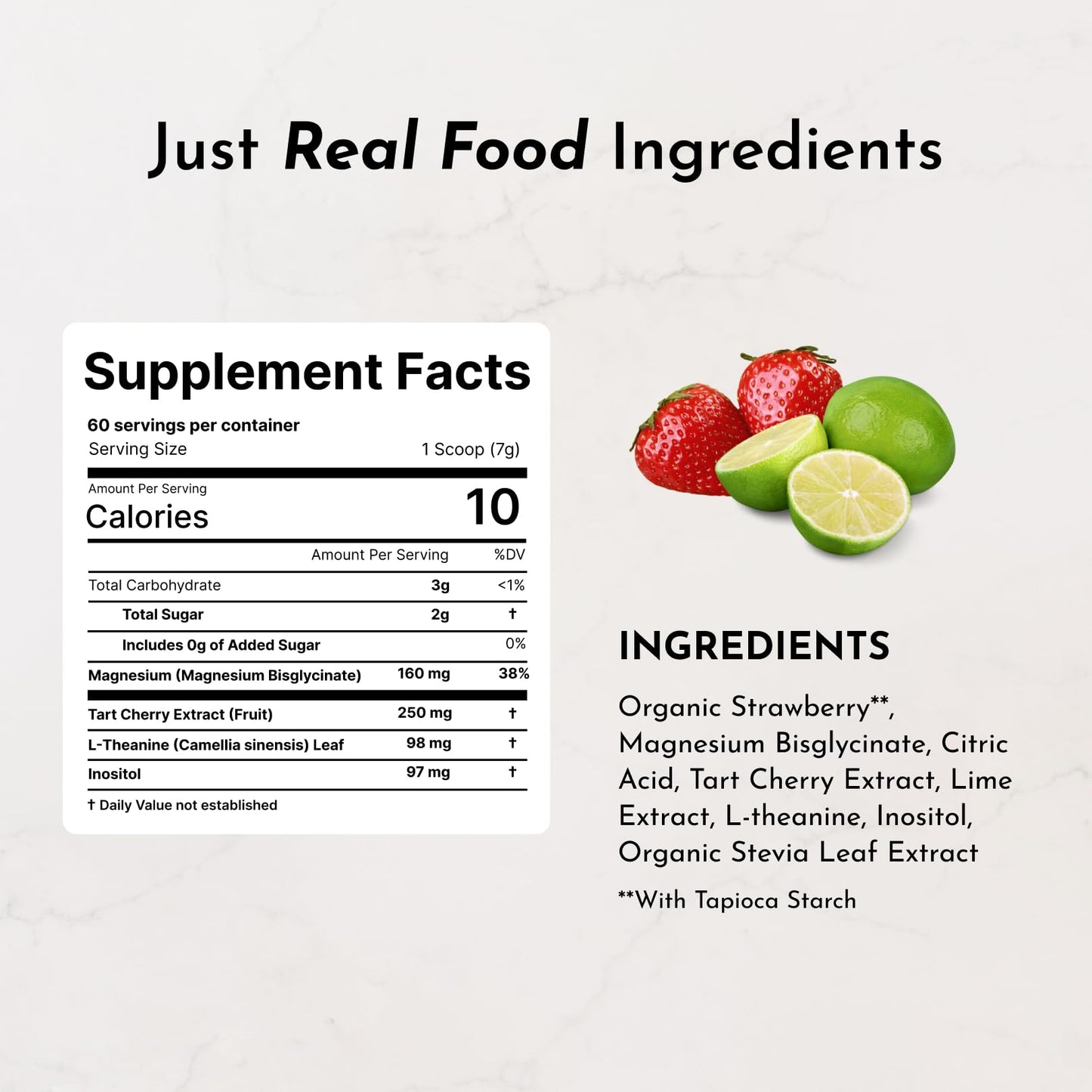JUST INGREDIENTS Strawberry Limeade Sleep Support Powder - Nighttime Relaxation Supplement - 5.4 oz