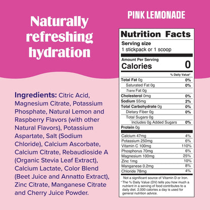 Ultima Replenisher Electrolyte Powder Drink Mix Bundle – Sugar Free – Pink Lemonade, 90 Serving Canister and 20 Stickpacks – 6 Electrolytes and Minerals – Keto Friendly, Vegan, Non-GMO