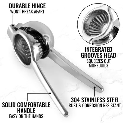 Zulay Kitchen Lemon Squeezer Stainless Steel - Premium Quality, Heavy Duty Solid