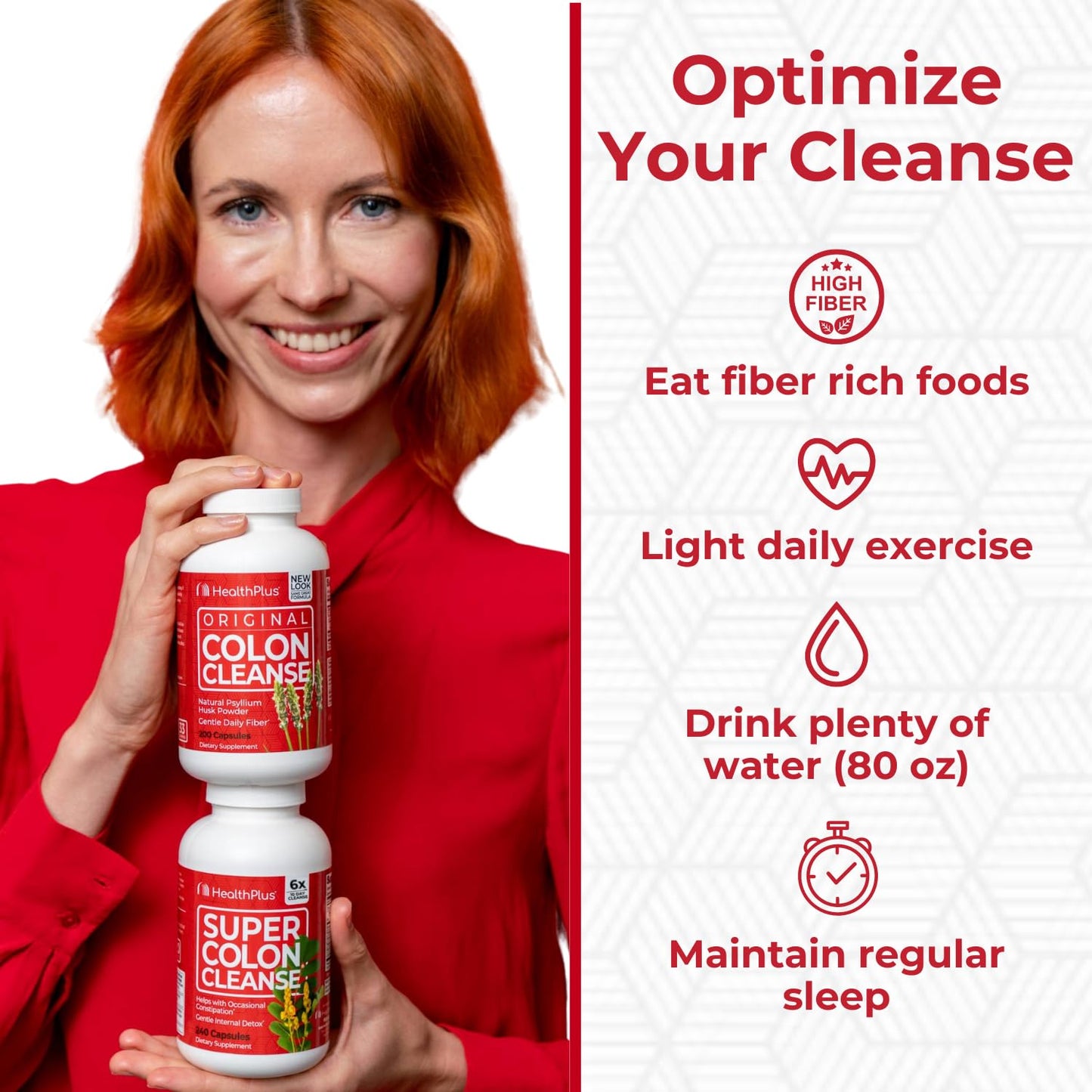 Health Plus Super Colon Cleanse 60 Day Supply of Gentle Gut Cleanse Detox, Psyllium Husk, Probiotics for Constipation Relief & Digestive Support, 240 Capsules