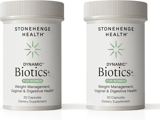 Stonehenge Health Biotics for Women Probiotic 70 Billion CFU, 24 Strains + Prebiotic Fiber, Weight Management, Mood, Digestive, Vaginal & Immune Support, Non-GMO, 30 Delayed-Release Veg Caps (2 Pack)