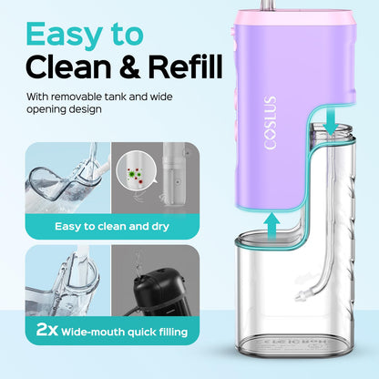 COSLUS T40 Mini Water Flosser for Travel, Portable Compact Design, Balck