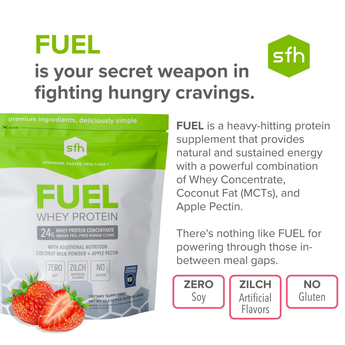 SFH Fuel Whey Protein Powder Great Tasting Grass Fed Whey | MCTs & Fiber for Energy