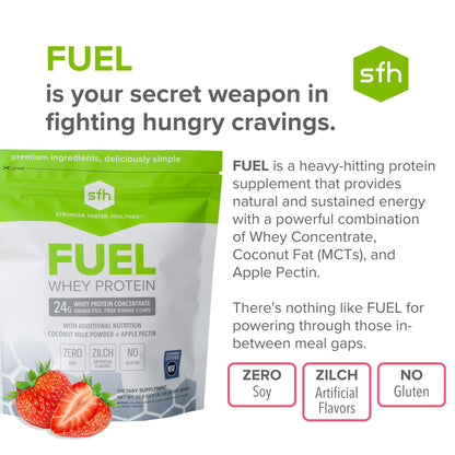 SFH Fuel Whey Protein Powder Great Tasting Grass Fed Whey | MCTs & Fiber for Energy