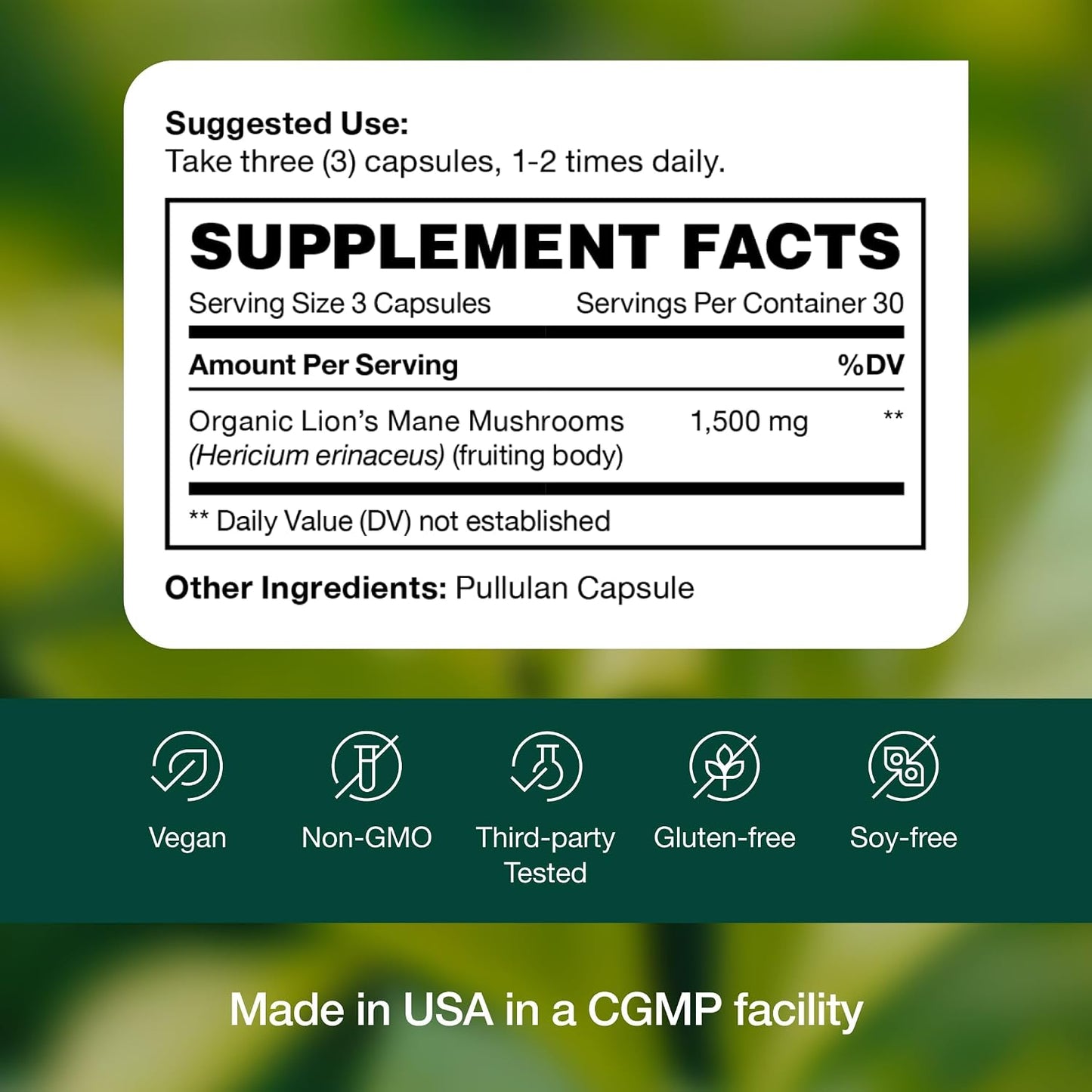 Lions Mane Mushroom Capsules Strongest 1500mg at Special Launch Price - Organic Powder Vegan Friendly Supplement - Brain, Nerve & Immune System Function Benefits - Powerful Superfood - Non GMO