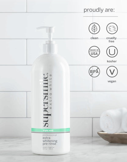 Supersmile Extra Whitening Pre-Rinse, Triple Mint, 16 Fl Oz Mouthwash
