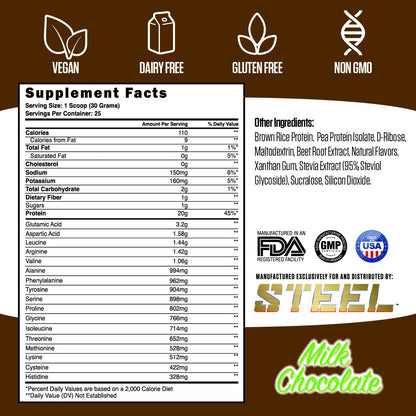 Steel Supplements Veg-PRO | Vegan Protein Powder, Milk Chocolate | 25 Servings