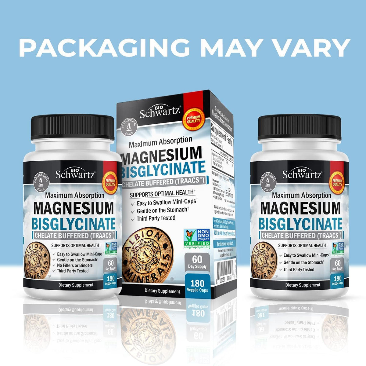 Magnesium Bisglycinate Chelated Supplement -180 Capsules