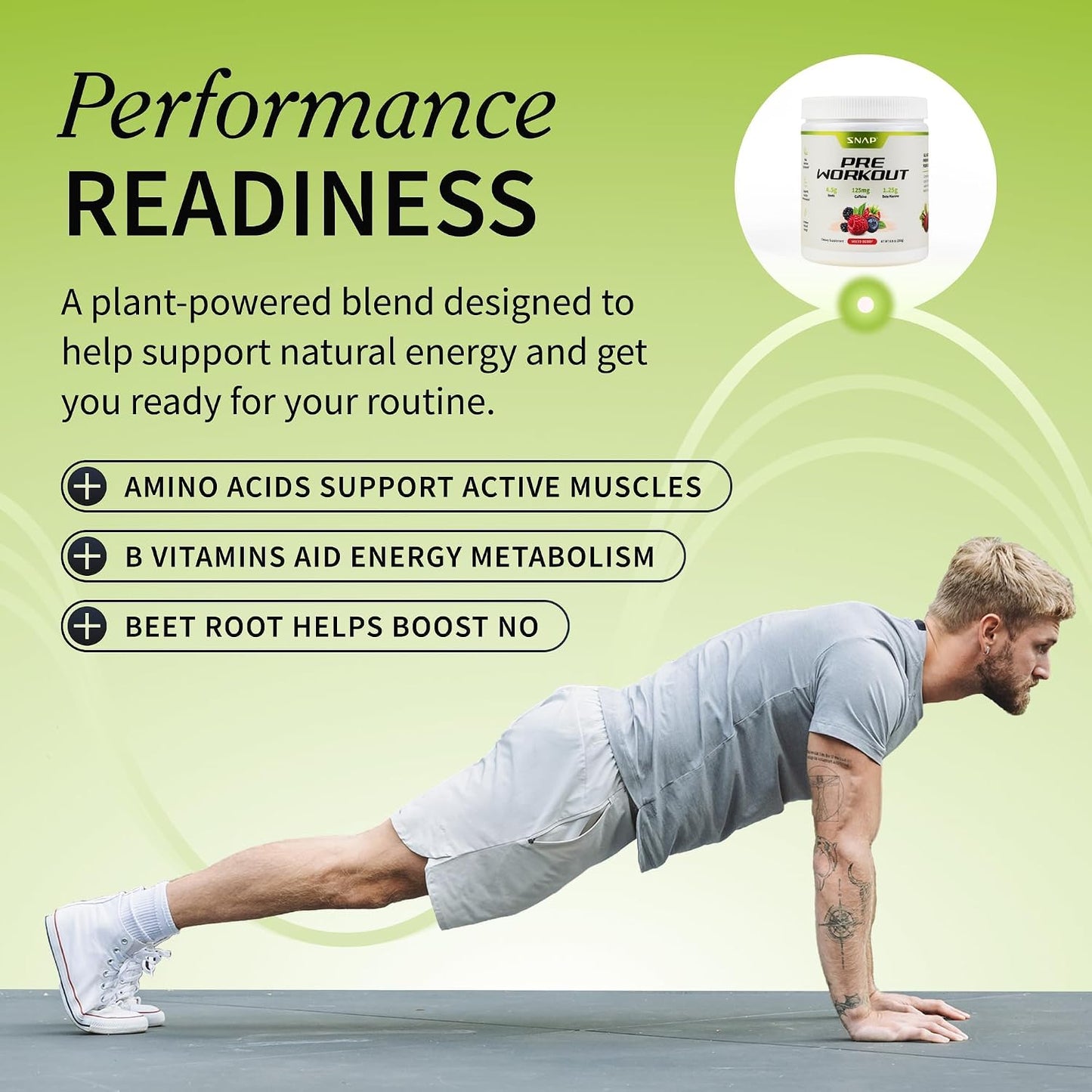 Snap Supplements Beet Root Powder Natural Pre Workout for Men Women, 30 SRV | Plant-Based Energy, Nitric Oxide , Blood Flow, & Endurance Support - Clean Pre Workout for Active Adults, Vegan, Sugar-Free