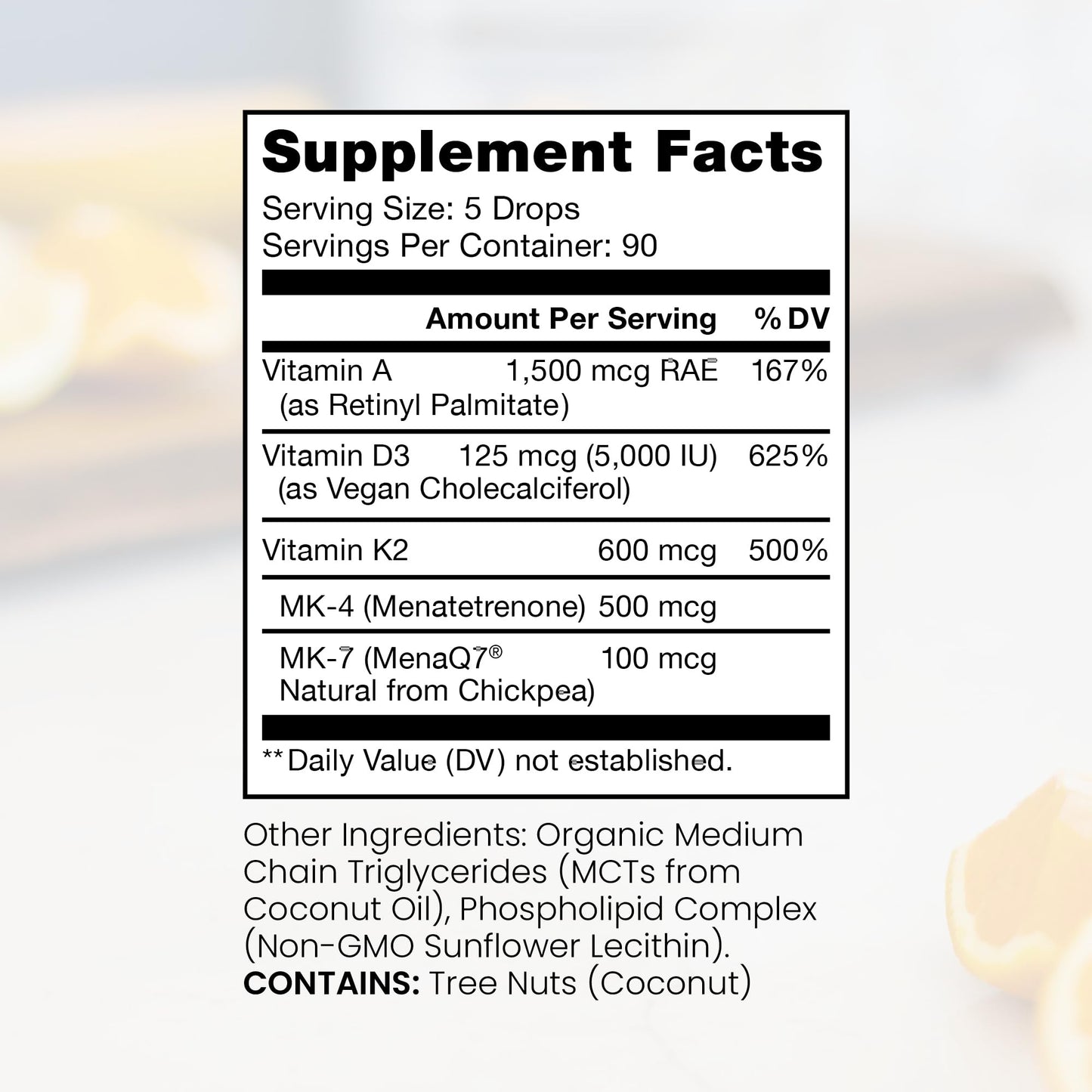 Pure TheraPro Rx Vegan A-D-K Drops-6 Mon Supply-Vitamin A(Palmitate & Betacarotene),Liposomal Vitamin D3(as vegan cholecalciferol),Liposomal Vitamin K2(MK-4 & MK-7)Supports Immunity & Bone Health-20mL