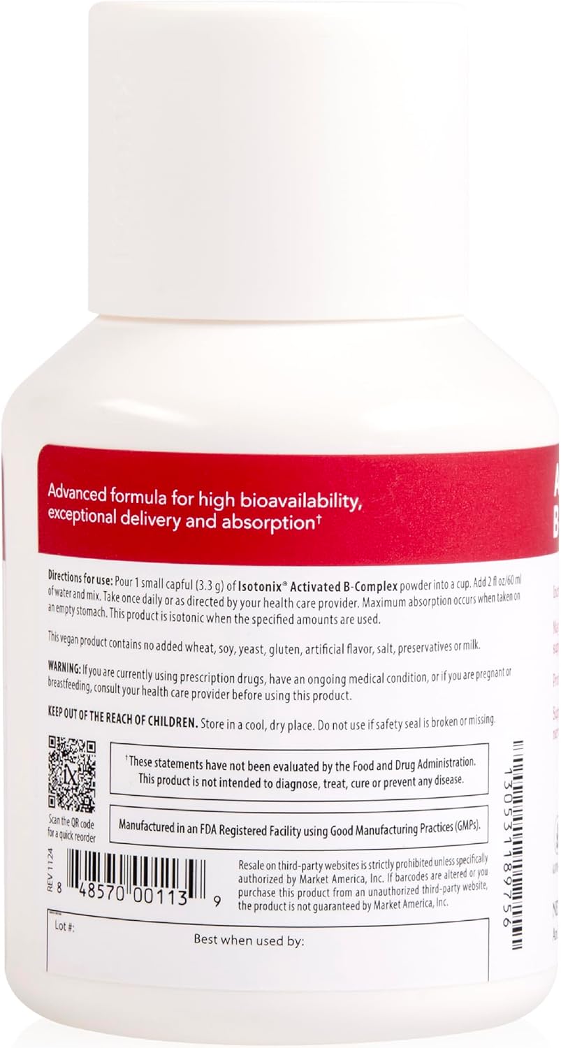 Isotonix Activated B Complex - Vegan Vitamin B Complex Supplement with B6, B12 & Folate, Isotonic Drink, 90 Servings