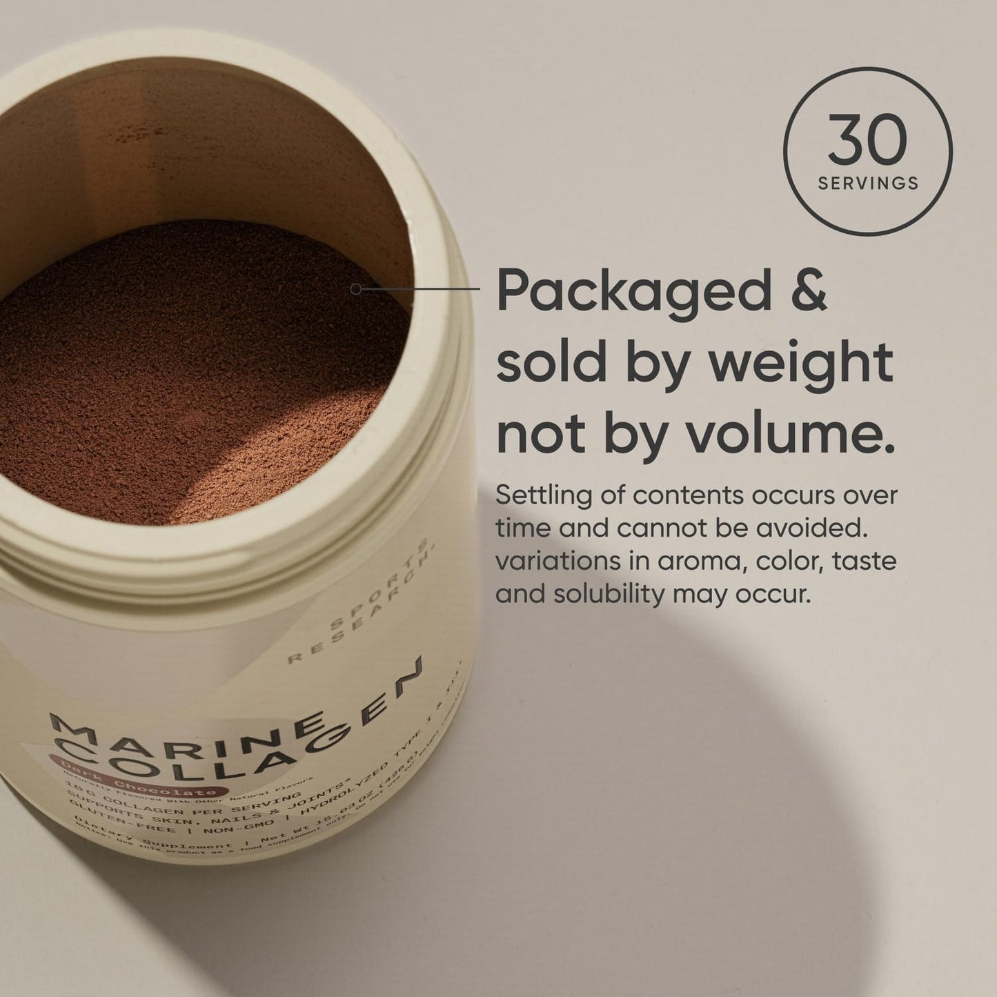 Sports Research Marine Collagen Peptides Powder - Sourced from Wild-Caught Fish, Pescatarian Friendly, Keto Certified & Non-GMO Tested - Easy to Mix in Water or Juice! (34 Servings)