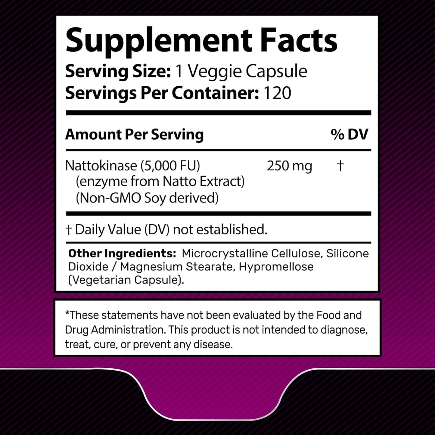 Nattokinase Supplement Capsules 5000 FU, Third-Party Tested Nattokinase – Enzymes from Japanese Natto – Daily Wellness Support – 120 Count (Pack of 1)