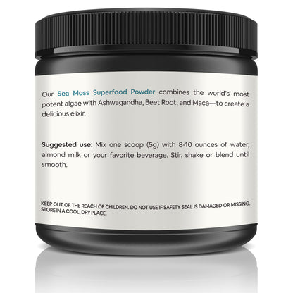 Organic Sea Moss Superfood Powder with Ashwagandha, Beet Root, and Maca
