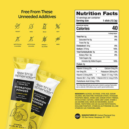 Earth's Splendor Electrolytes Powder Packets Sugar Free White Peach Hydration Sticks with Essential Vitamins for Energy & Sports Performance Travel-Friendly Single-Serve Packets for Daily Use 10 Pack