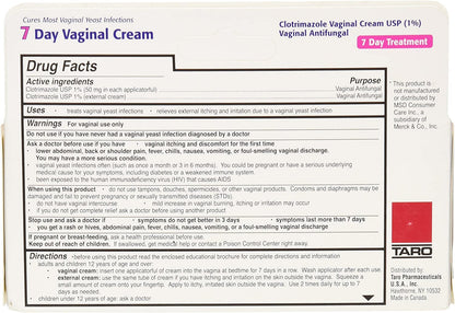 Taro Clotrimazole 7 Vaginal Cream 45 g, 1.58 Ounce (Pack of 3)