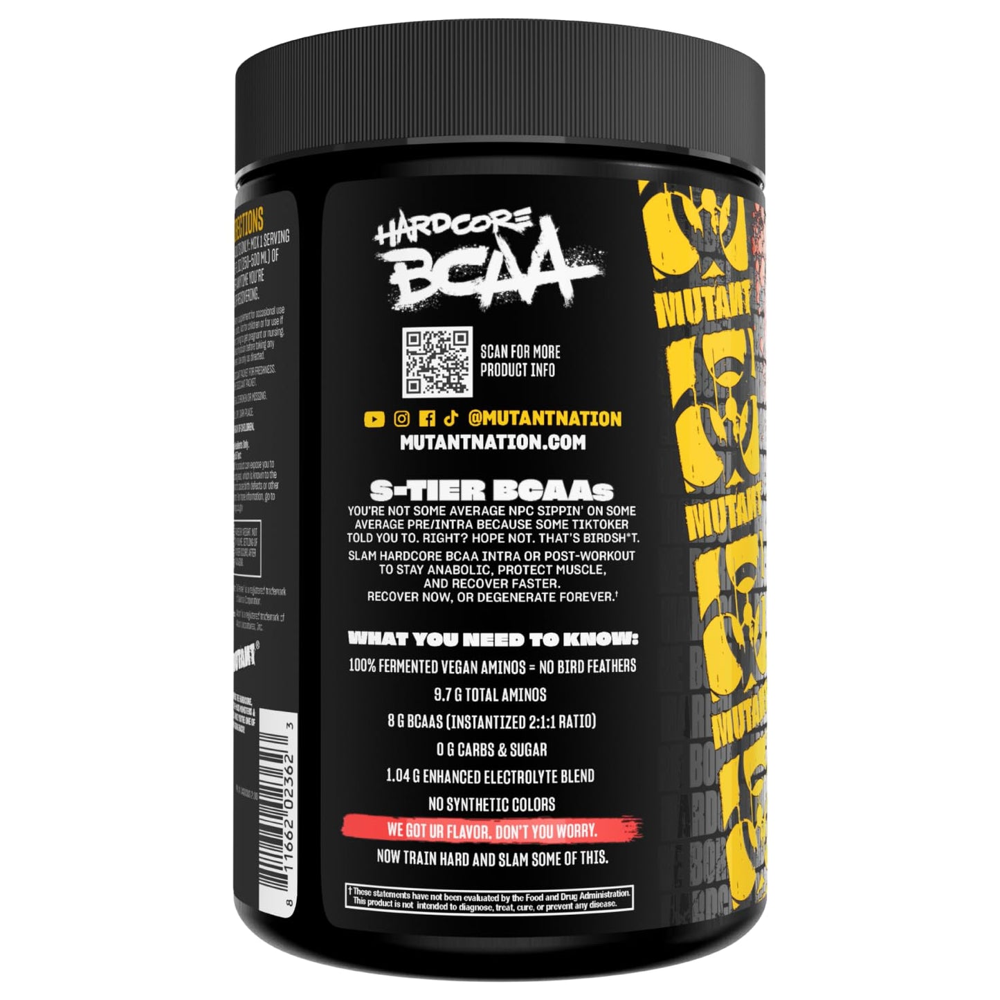 Mutant Hardcore BCAA - Pre, Intra or Post Workout – BCAA Next Level branched-Chain Amino Acids Supplement – Hydration + Recovery - 30 Serving - Blue Raspberry
