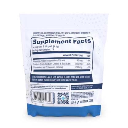 NuEthix Formulations NU-LYTES Electrolytes Hydration Packets, Zero Calories, Zero Sugar, Zero Carbs, Non-GMO, Electrolytes Powder Packets, Glycogen Replenishment, 15 Servings (Watermelon)