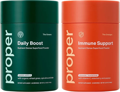 Proper Wellness Boost Bundle: Greens & Immune Support Drink Mixes for Energy, Digestion & Immunity