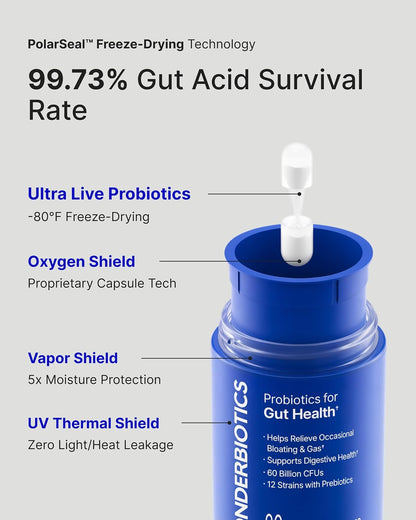 3-in-1 Gut Health Probiotics with Digestive Enzymes - 30 CT | 60B CFU, 12 Clinically Studied Strains & Prebiotics, Bloating & Gas Relief, Regularity, Digestive Health for Women & Men