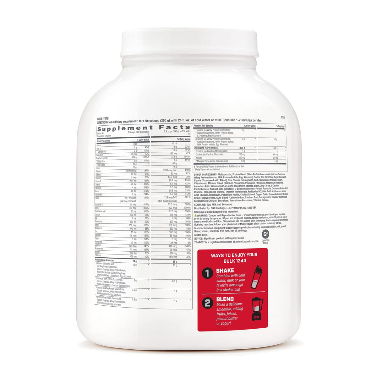 GNC Pro Performance Bulk 1340 - Cookies and Cream, 9 Servings, Supports Muscle Energy