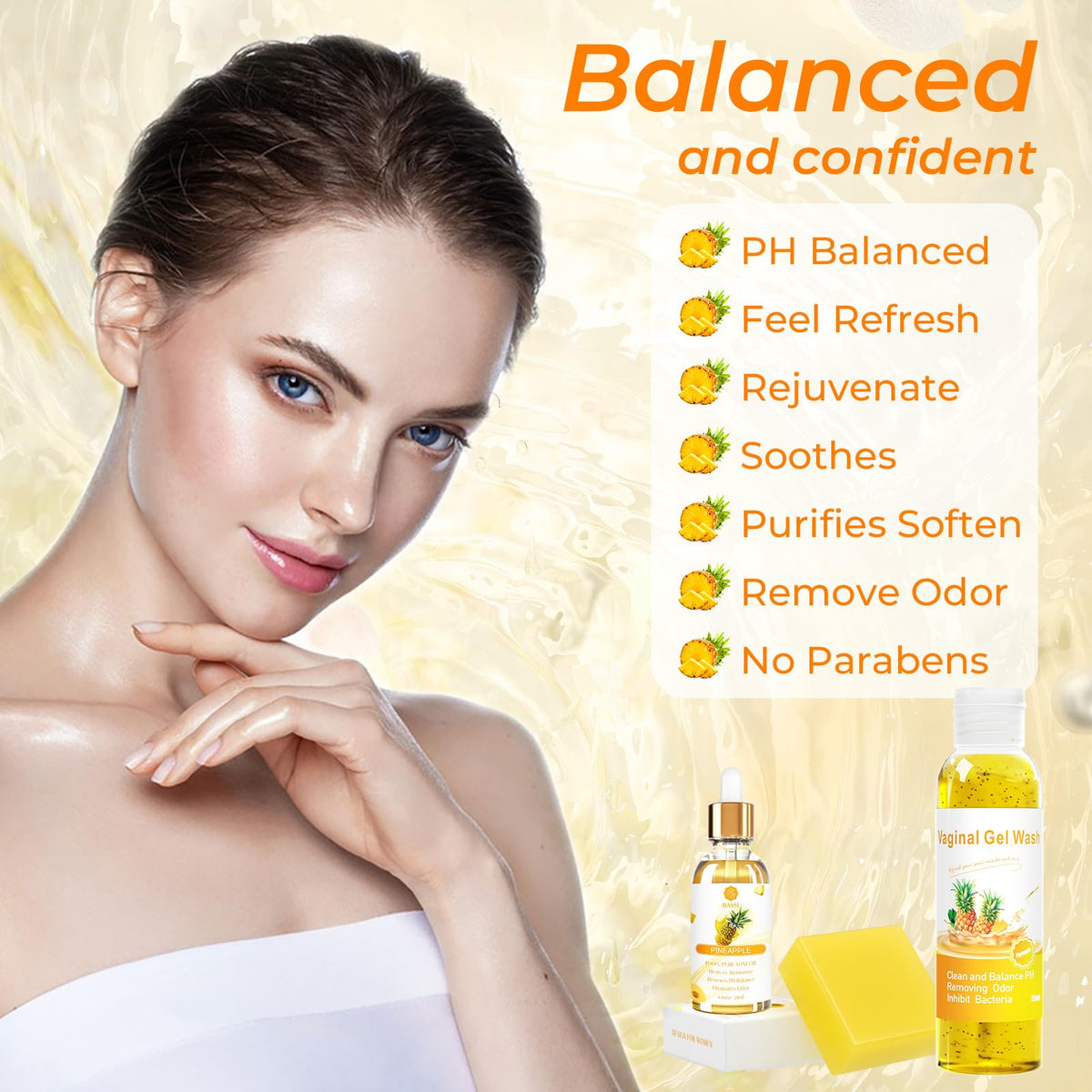 Feminine Wash & Yoni Oil & Yoni Soap Set for Women, Yoni Wash for Vaginal Ph Balance Remove Odor