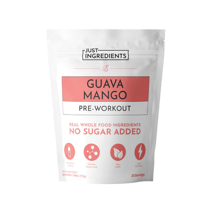 JUST INGREDIENTS Pre-Workout Raspberry Lemonade - Natural, Gluten-Free, No Artificial Sweeteners - 30 Servings, 150mg Caffeine