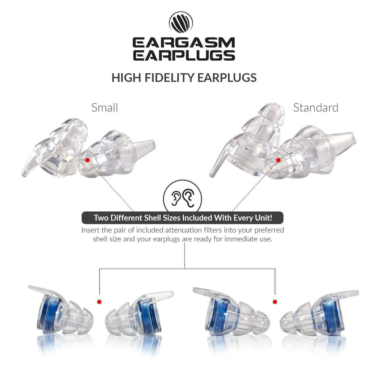Eargasm High Fidelity Earplugs for Concerts Musicians Motorcycles Noise Sensitivity