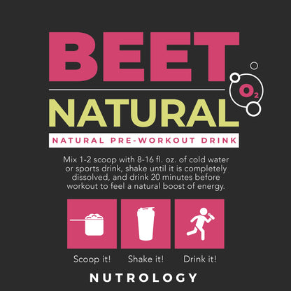 Nutrology Beet Natural O2, Pre Workout Powder, Energy, Endurance; Nitric Oxide Booster