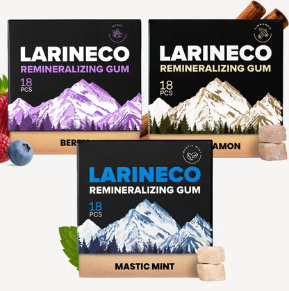 Larineco Remineralizing Gum with Nano Hydroxyapatite & Xylitol – Sugar-Free Xylitol Gum – Plastic-Free, Dye-Free, Aspartame-Free – Natural Base – 36 Pieces, Mastic Mint