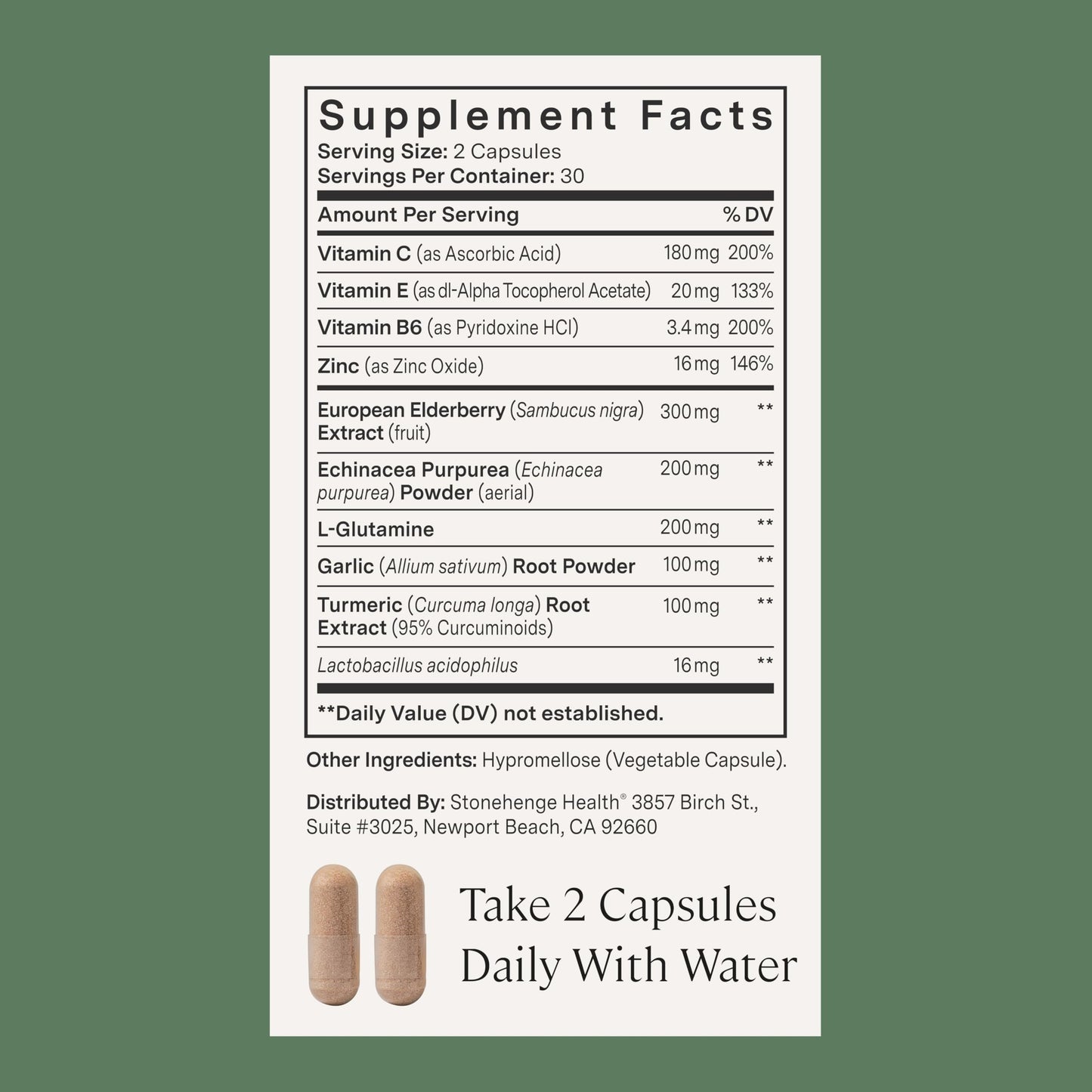 Stonehenge Health Dynamic Immunity Daily Supplement 10-in-1 Immune Boosters Zinc, Elderberry, Echinacea, Vitamin C & Probiotic L. Acidophilus – Supports Immune System & Respiratory Health, 60 Capsules