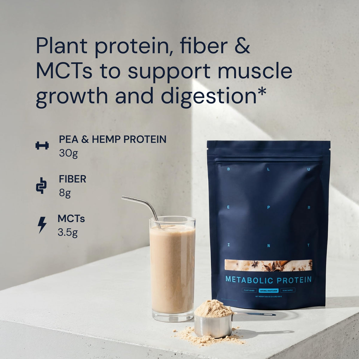 Blueprint Bryan Johnson Vegan Protein Meal Replacement – Plant Based Hemp Protein with 30g Protein Per Serving – Low Calorie, Flavored Protein for Women & Men – Dairy Free – 15 Servings - Vanilla