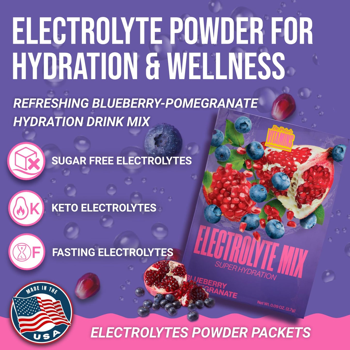 Dr. Price's Vitamins Electrolytes Powder Packets, Lemon Lime, 30 Pack | Electrolyte Mix, Hydration, No Sugar, Sodium, Potassium & 72+ Trace Minerals, Keto Friendly, Made in USA, Doctor-Formulated