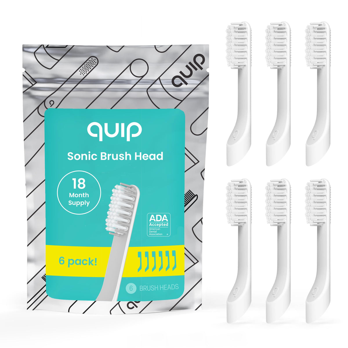 quip Sonic Toothbrush Replacement Heads for Adults, White, 3 Pack