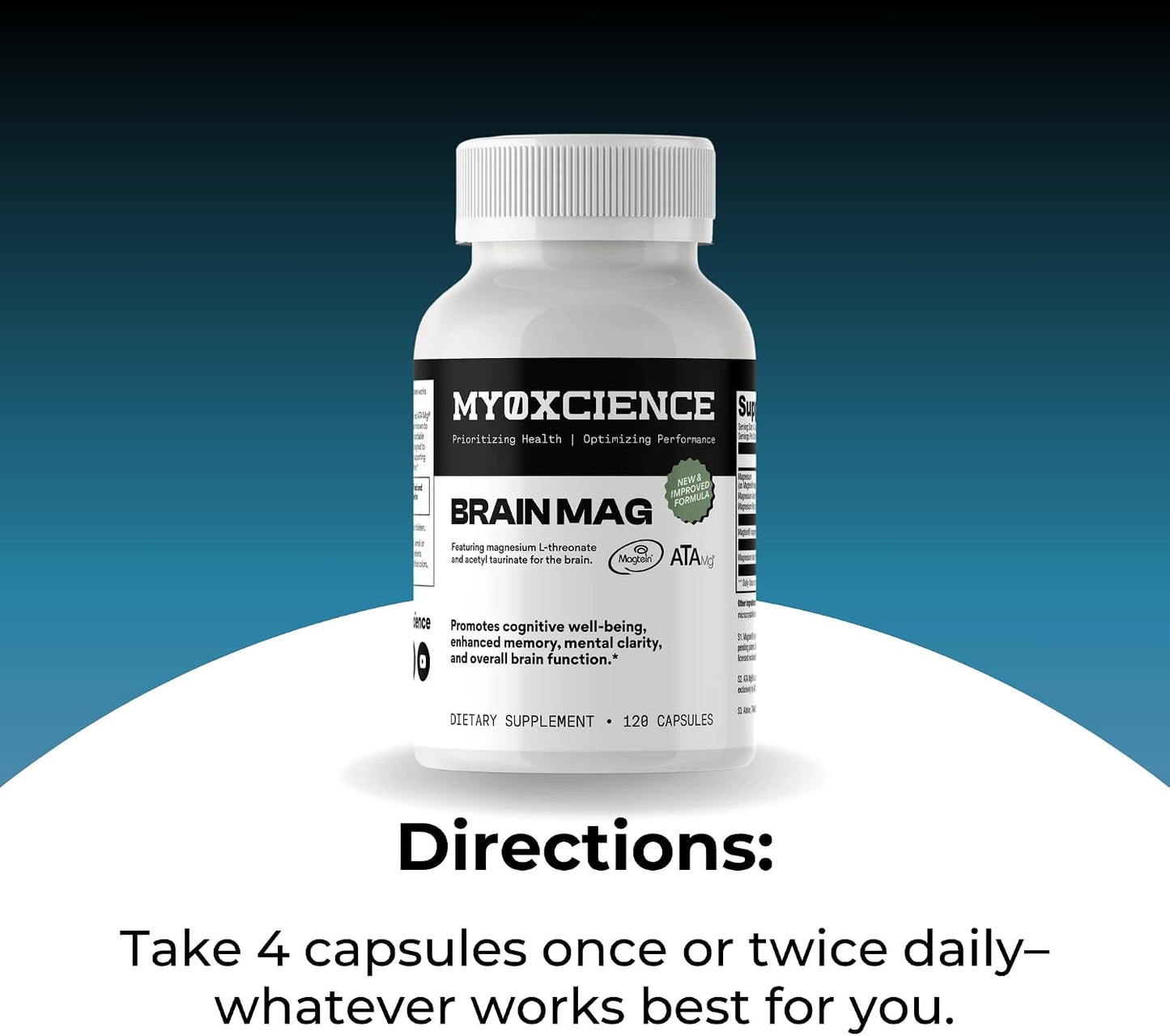 Magnesium L-Threonate + Mag Acetyl-Taurate (ATA Mag) + Mag Glycinate | Promotes Cognitive Well-Being, Enhanced Memory, Mental Clarity and Overall Brain Function | 120 Capsules