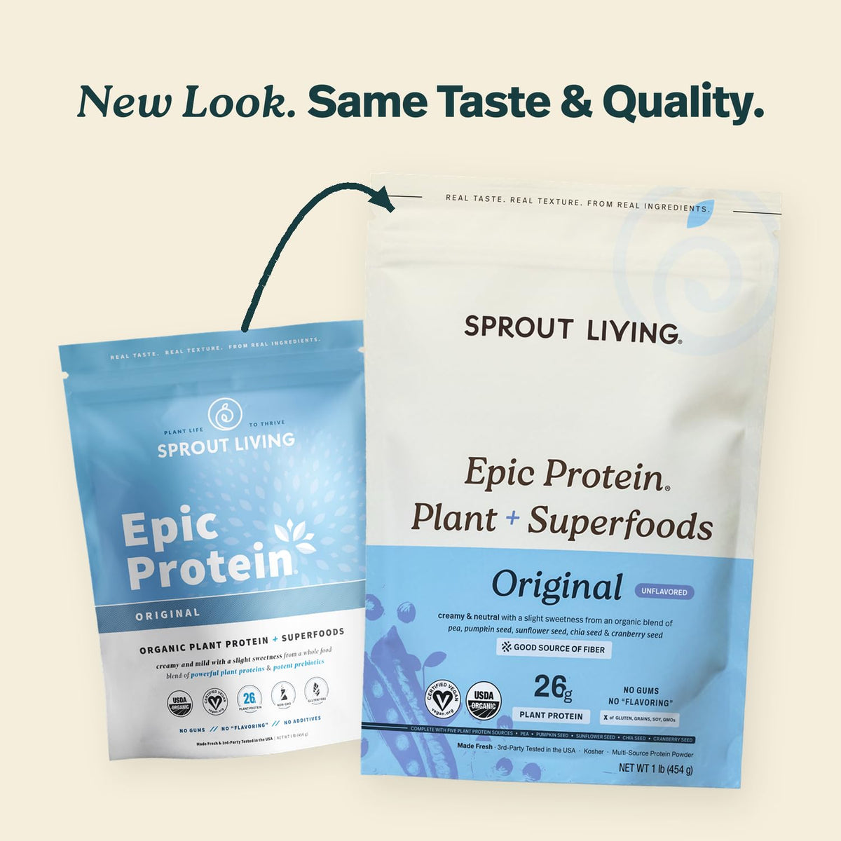 Sprout Living Epic Protein, Plant Based Protein & Superfoods Powder, Vanilla Lucuma Powder | 20 Grams Organic Protein Powder, Vegan, Non Dairy, Non-GMO, Gluten Free, Low Sugar (1 Pound, 12 Servings)