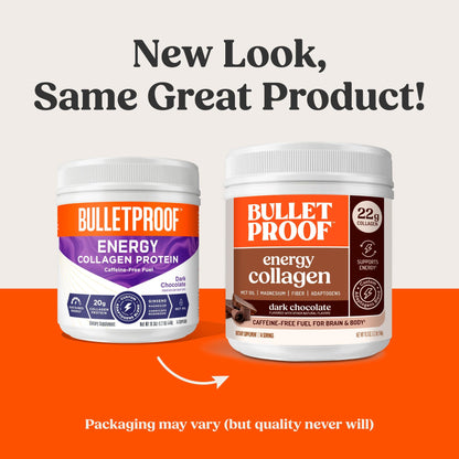 Bulletproof Energy Collagen Protein Powder, Vanilla Bean, 20g Grass-Fed Collagen Peptides, 7g Fiber with MCT Oil & Adaptogens, Caffeine-Free, 18.3 Ounces