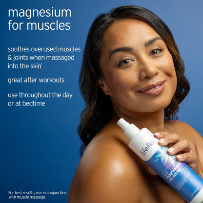 LIFE-FLO Magnesium Oil for Feet and Body - Topical Magnesium Spray Soothes Muscles, Joints When Massaged Into the Skin - Doubles as a Deodorant Spray or Bath Oil, Hypoallergenic, 8 Fl Oz