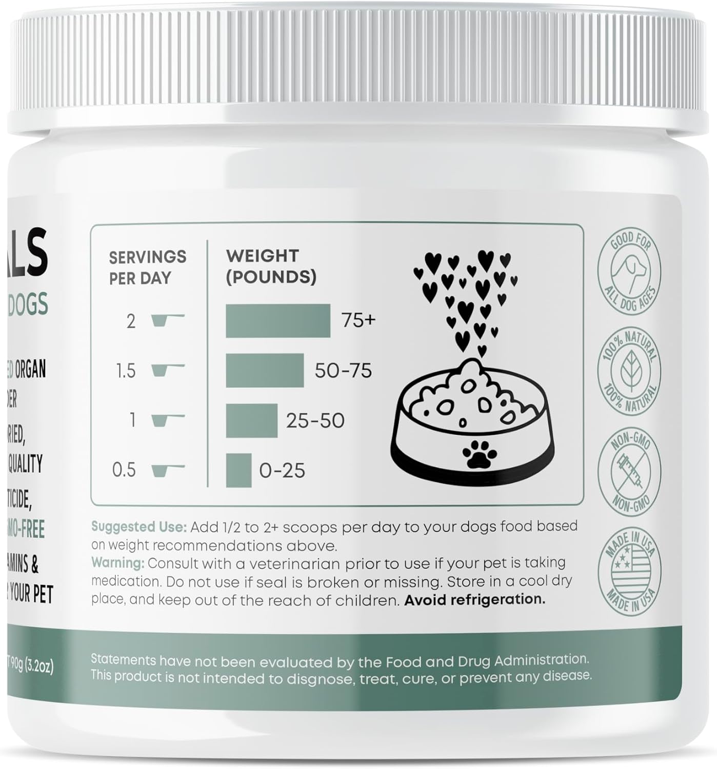 K9 Essentials Organ Supplement for Dogs, Human-Grade Grass Fed Freeze-Dried Beef Organ Powder, 9-Organ All-in-One Dog Multivitamin Meal Topper for Gut, Joint & Skin Support, 90g