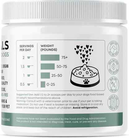 K9 Essentials Organ Supplement for Dogs, Human-Grade Grass Fed Freeze-Dried Beef Organ Powder, 9-Organ All-in-One Dog Multivitamin Meal Topper for Gut, Joint & Skin Support, 90g