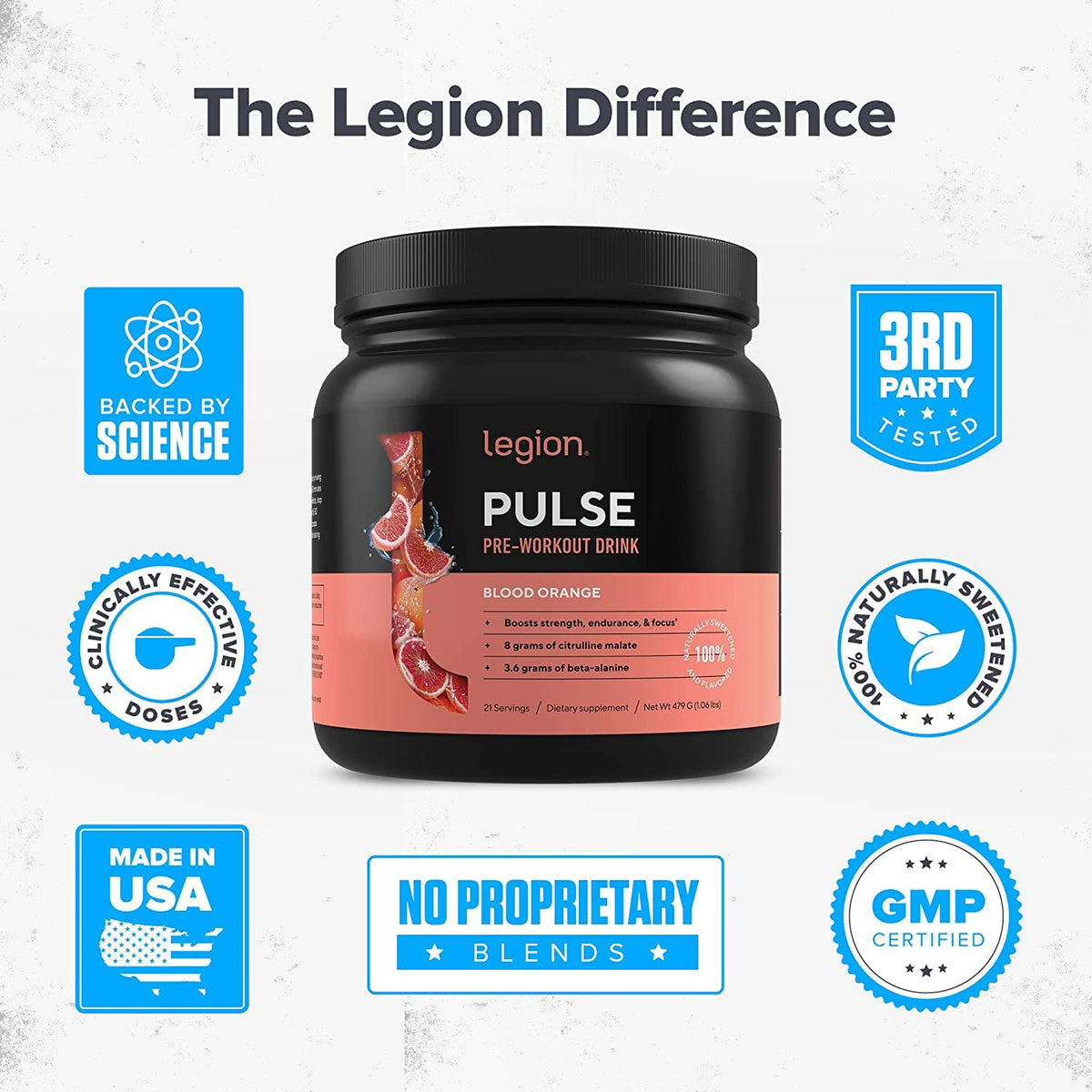 LEGION Pulse Pre Workout Supplement - All Natural Nitric Oxide Preworkout Drink