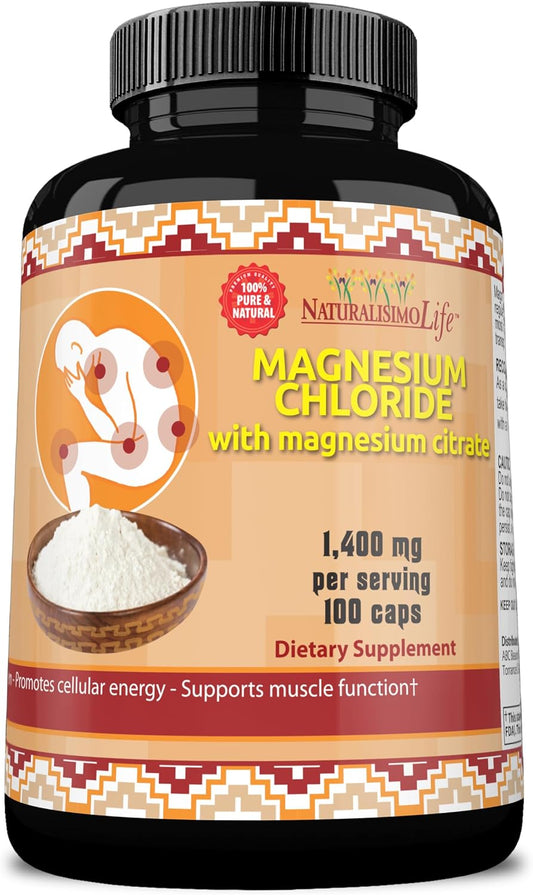 Magnesium Chloride (Cloruro de Magnesio) 1,400 mg per serving high absorption with Magnesium Citrate