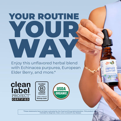 MARYRUTH'S Lymphatic Support Liquid Drops USDA Organic | Herbal Blend with Echinacea & Elderberry | Blue Vervain | Vegan | Alcohol-Free | Non-GMO | 30 Servings