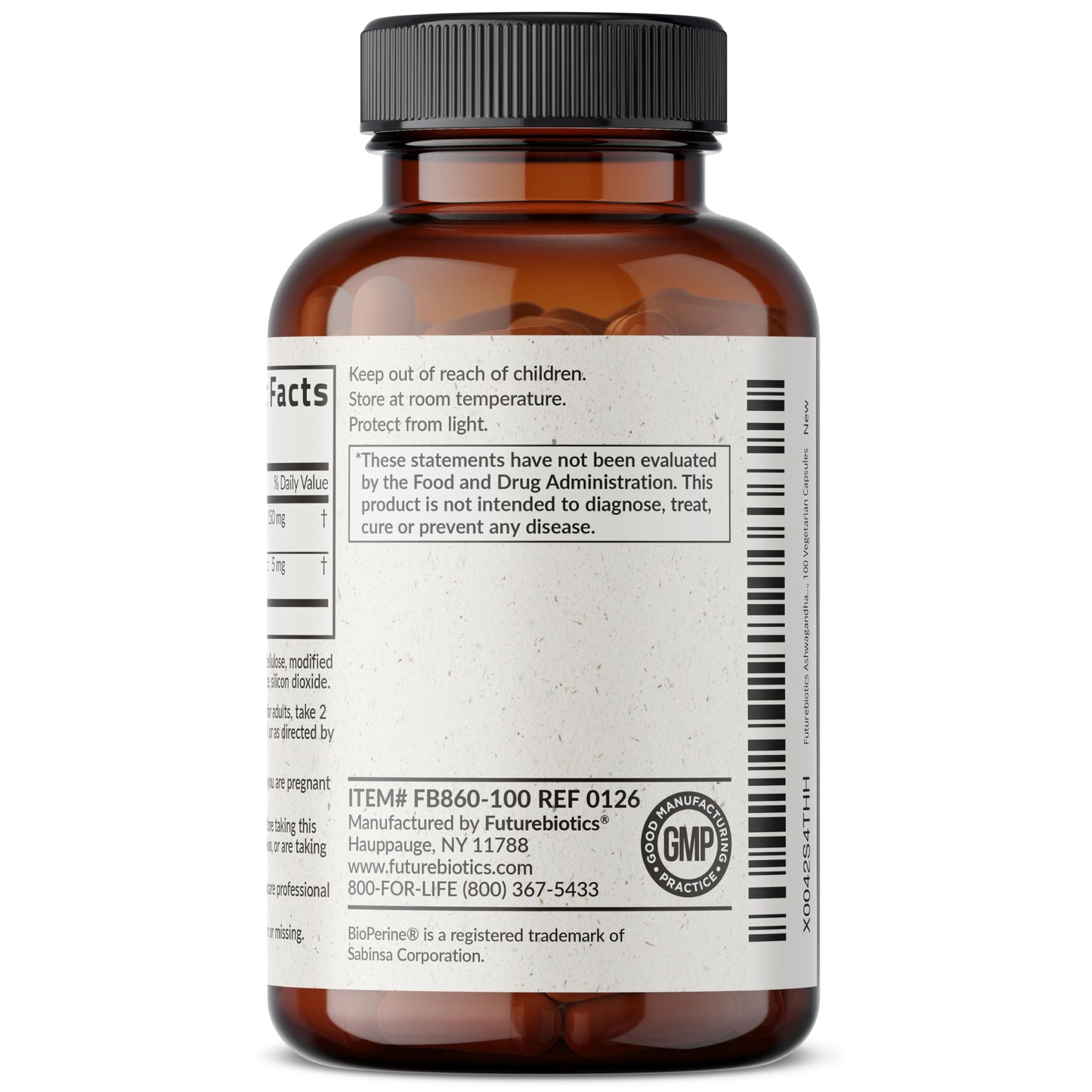 Futurebiotics Ashwagandha Extra Strength Stress & Mood Support 100 Capsules | Vegetarian, Non-GMO, Gluten-FREE, Soy-FREE, BioPerine for High Absorption