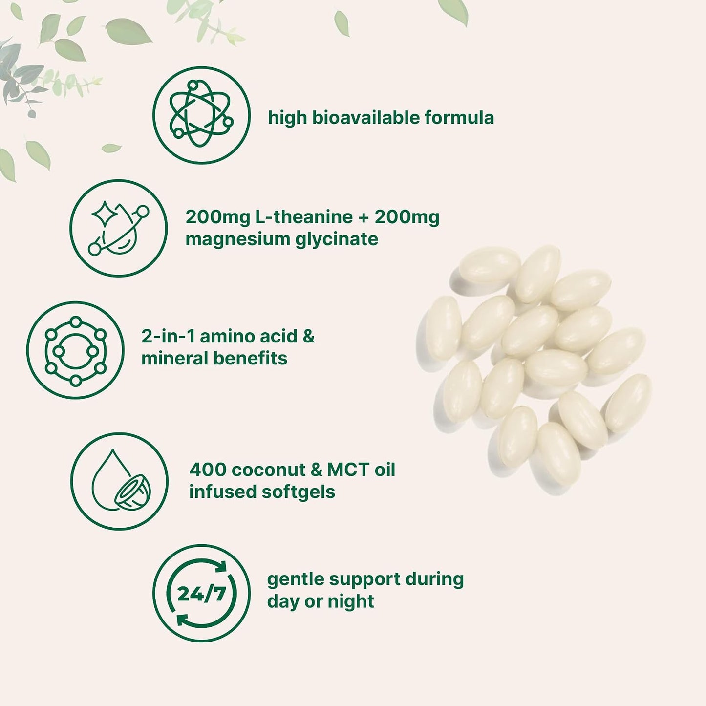 Micro Ingredients 8-in-1 Multi Collagen Capsules & L-Theanine 200mg with Magnesium Glycinate Softgels | Grass-Fed Collagen Peptides | Amino Acid & Mineral Complex Bundle 2 Pack